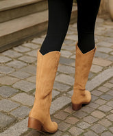 Bota Texana Feminina Cano Alto de Camurça Elegante | Lize
